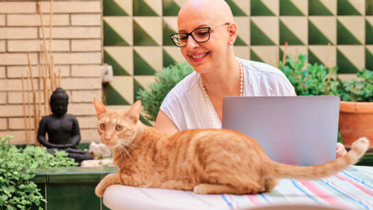Patient with cancer with cat (companion animal).