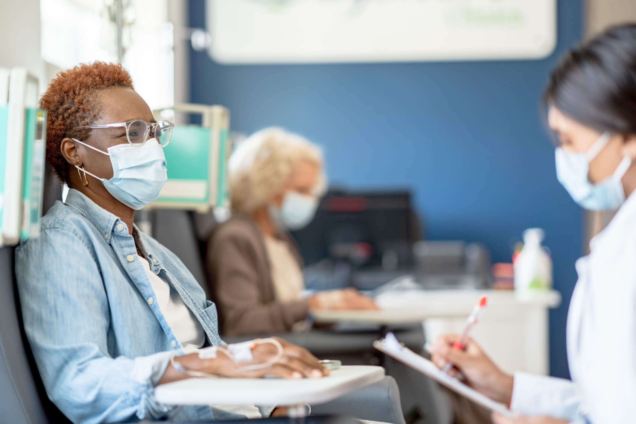 Cancer patient receiving treatment