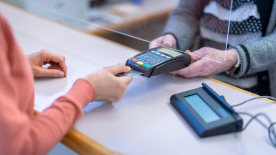 Person paying with a credit card