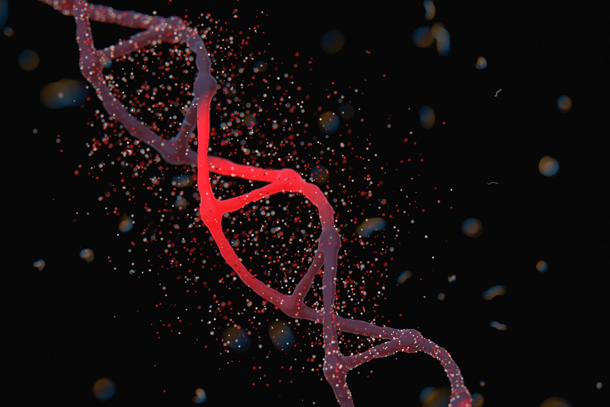 A DNA helix against a black background.