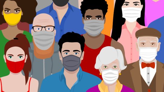 illustration people wearing face masks