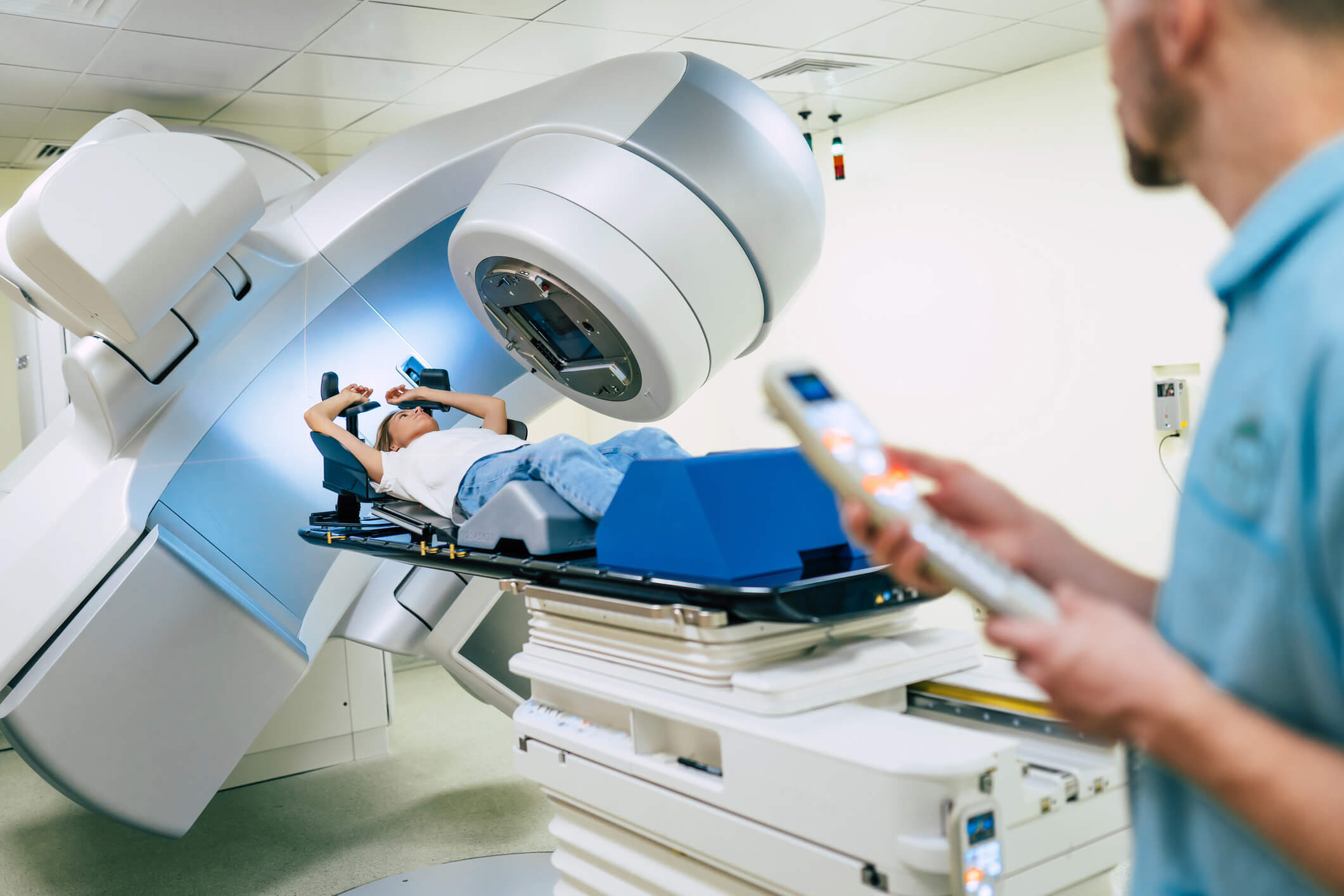 Patient undergoing radiotherapy.