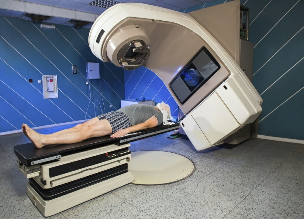 Man undergoing radiation treatment